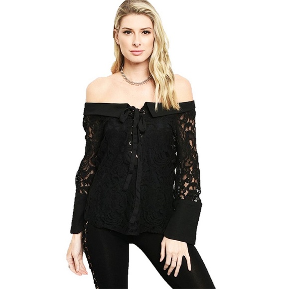 Black Victorian Gothic Steampunk Off Shoulder Top - Picture 2 of 8